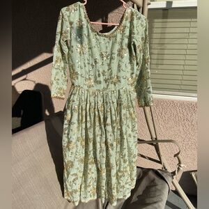 Pistachio Green and Gold Sequence Embroidery Indian 2 Piece Outfit